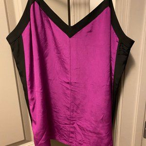 Tibi Magenta and Black Camisole Silk Top